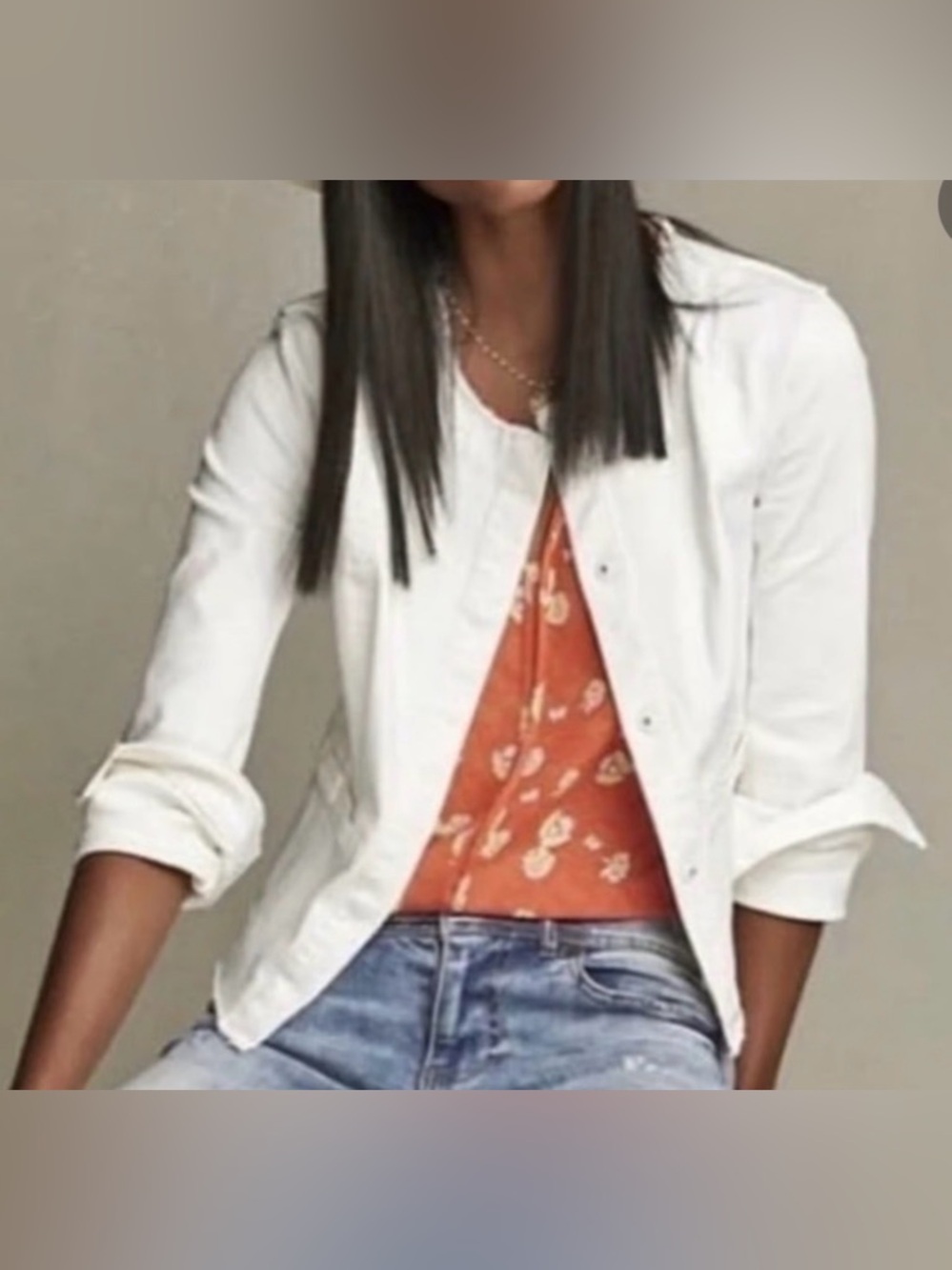 CAbi Castaway Jacket White Denim Frayed Edges 5479